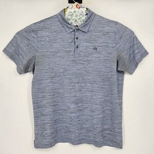 Travis Mathew Polo Shirt Mens XL Short Sleeve Golf‎ Performance Gray FLAWS